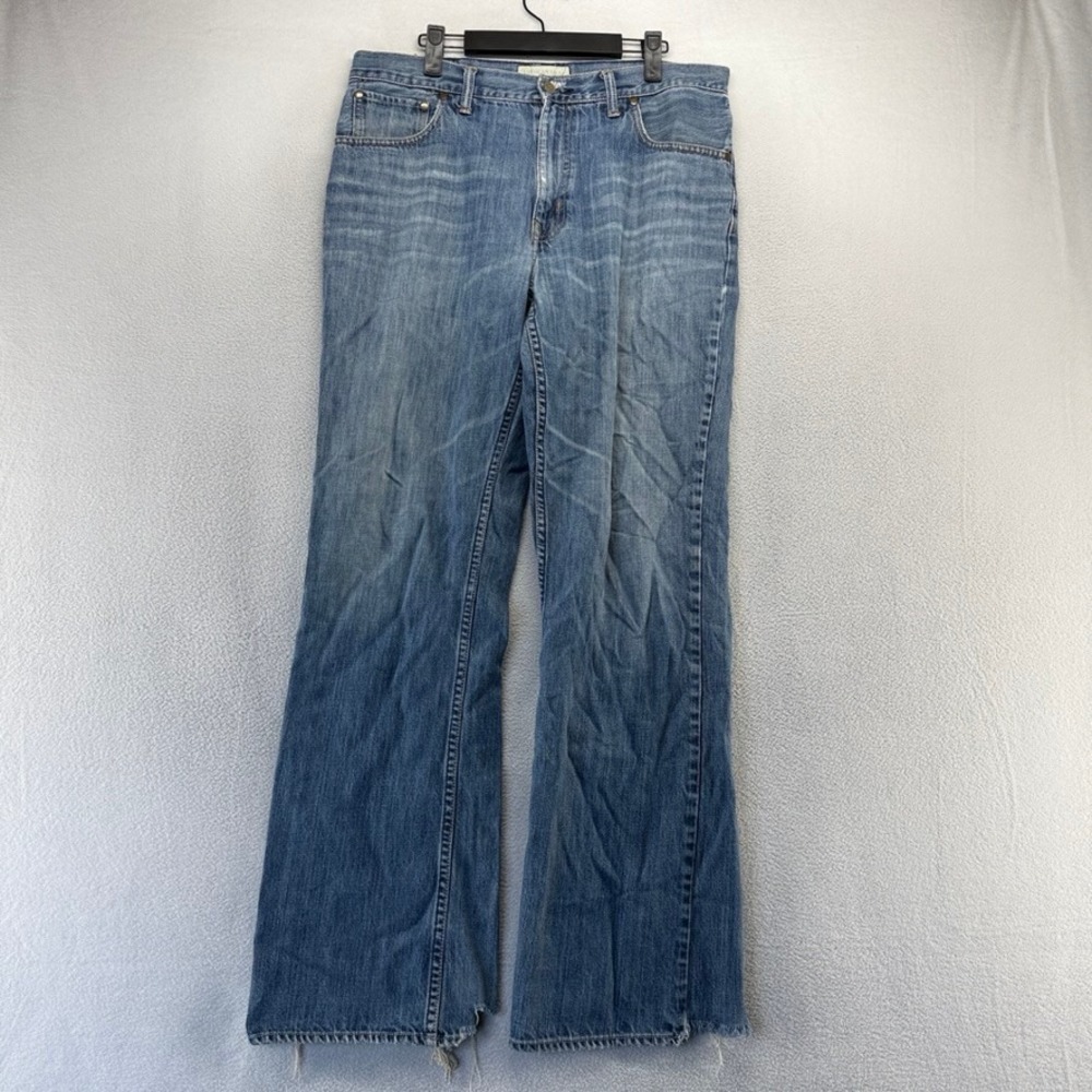Vintage American Eagle Jeans Mens 33x34 Blue Bootcut Distressed Denim Baggy y2k